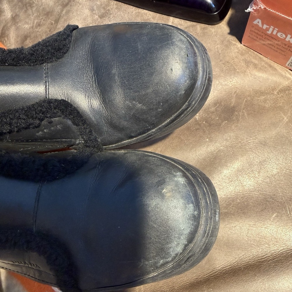 Womens Prada Sport Black Leather Shearling‎ High Top Hidden Wedge Sneakers EU 36 - Picture 11 of 12